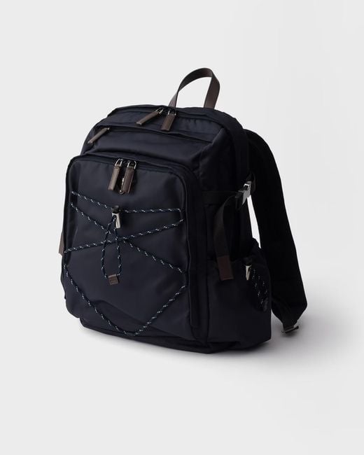 Prada Blue Triangle-Logo Zipped Backpack for men