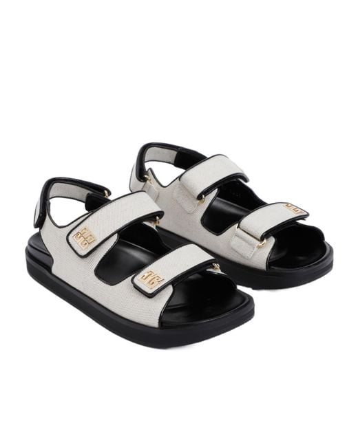 Givenchy White 4G Plaque Strap Flat Sandals