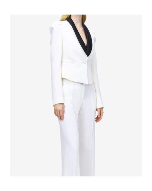 McQueen White Wool Cropped Blazer