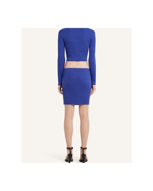 Courreges Blue Courrèges Buttoned Light Ribbed Mini Skirt