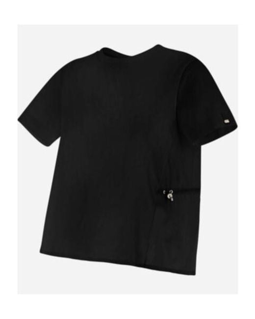 Herno Black Contrast-Panel Drawstring Waist T-Shirt