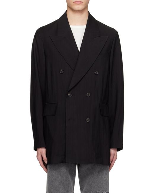Our Legacy Black Long-Sleeved Double-Breasted Blazer for men