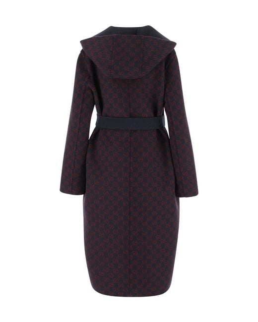 Gucci Blue Reversible Gg Straight Hem Coat