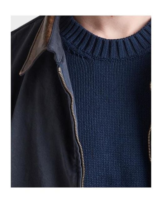 Prada Blue Logo Embroidered Knitted Sweater for men