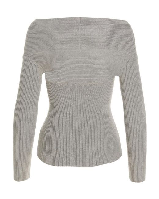 Khaite Gray Salma Open-Back Ribbed Top