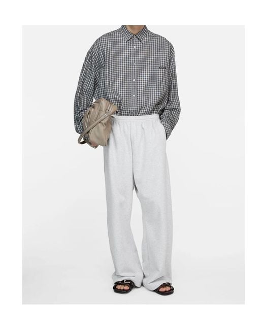 Acne White Logo Embroidered Trousers for men