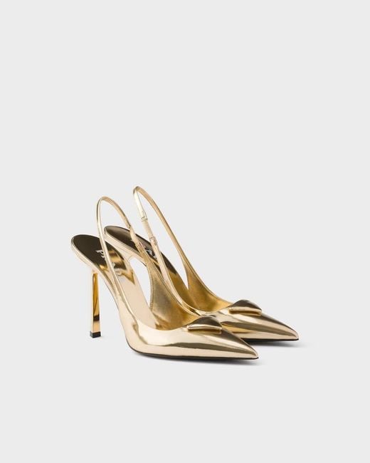 Prada Metallic Leather Slingback Pumps