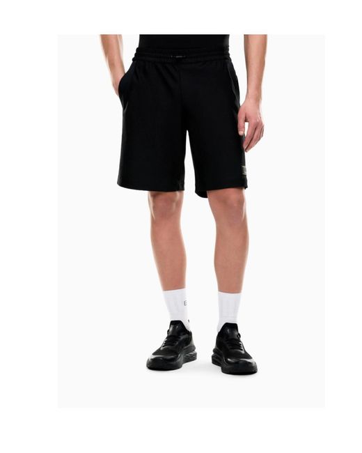 EA7 Black Logo Shorts for men