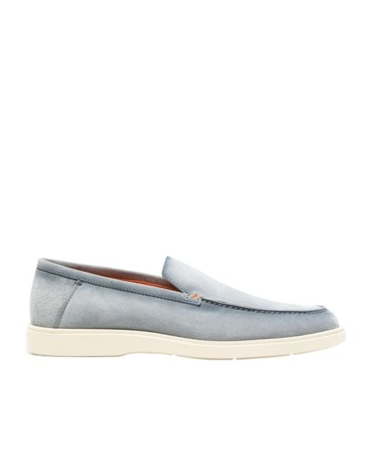 Santoni Gray Almond-Toe Slip-On Loafers for men