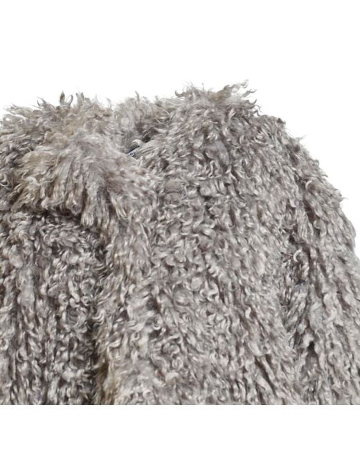 Tagliatore Gray Faux-Fur Crewneck Jacket