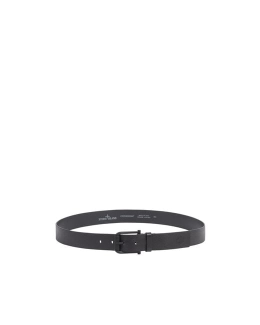 Stone Island Black Logo Debossed Buckle Fastened Belt for men