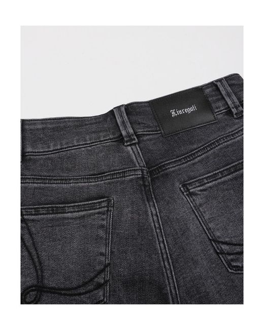 LIU REGALI Gray Trim Rough Rimmed Riding Denim Shorts