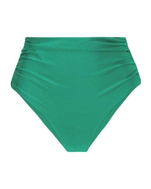 Jonathan Simkhai Green Teya Ruched High-Waisted Bikini Bottoms