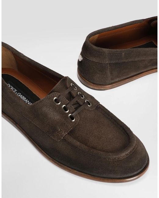 Dolce & Gabbana Brown Dolce Gabbana Round Toe Lace-Up Derby Shoes for men