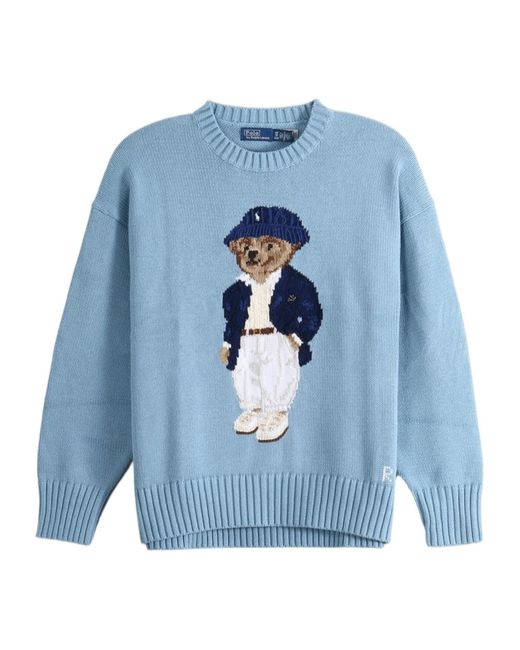 Polo Ralph Lauren Blue Polo Bear Intarsia-Knit Sweater