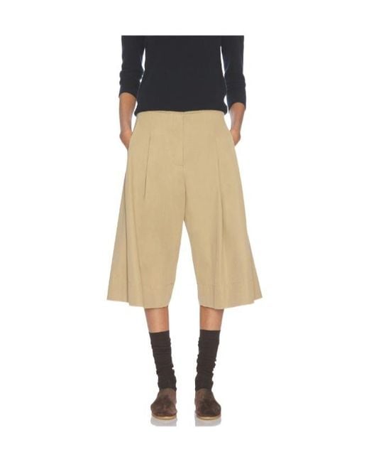 The Row Natural Pleated Wide-Leg Shorts