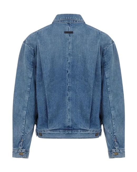 Fear Of God Blue Drop Shoulder Zipped Denim Jacket for men