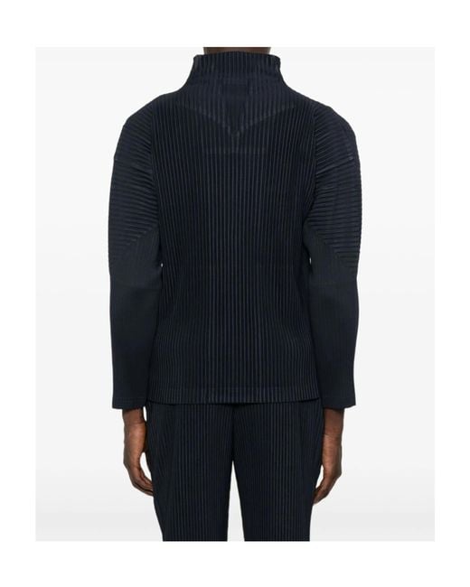 Homme Plissé Issey Miyake Black Pleated Zip-Front Shirt Jacket for men