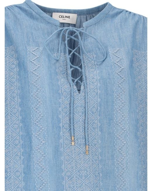 Céline Blue Embroidered Romy Blouse