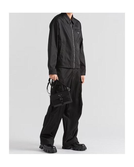 Prada Black Logo Plaque Zipped Jacket for men