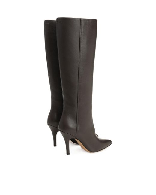 MM6 by Maison Martin Margiela Black Slip-On Knee-High Boots
