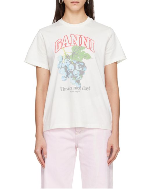 Ganni White Grapes Printed T-Shirt