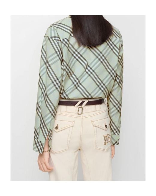 Burberry Green Long Sleeved Checked Shirt