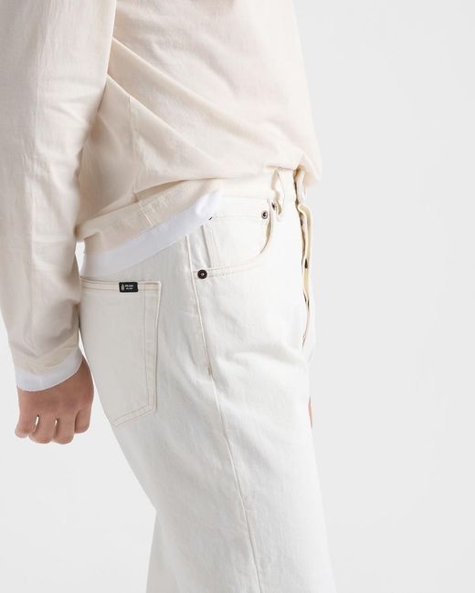 Prada White Old Denim Five-Pocket Jeans for men