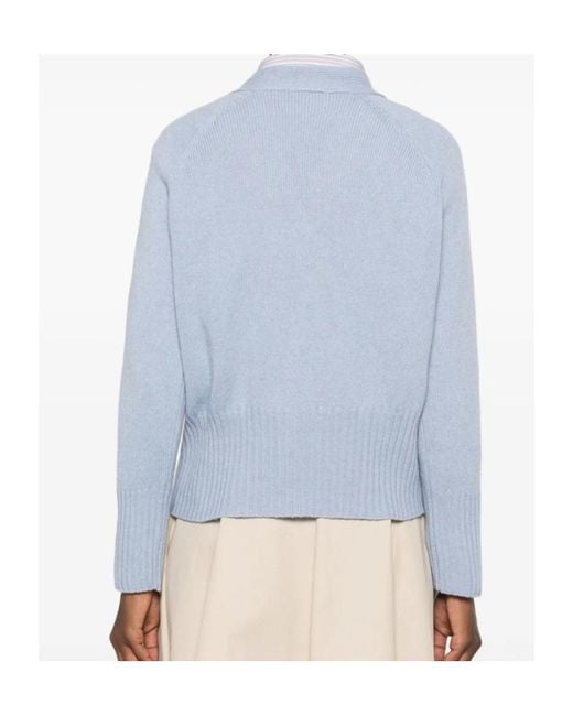 Aragona Blue V-Neck Ribbed-Knit Cardigan