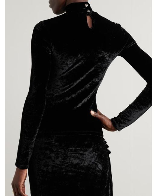 Rabanne Black Rabanne Button Detail Draped Velvet Top