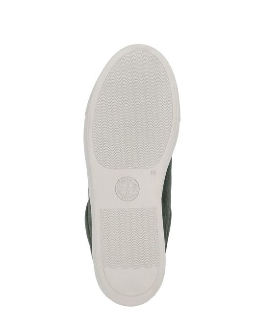 Stone Island Green Logo Patch Low-Top Sneakers for men