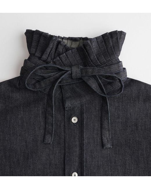 Dior Black Shirt With Pleated Stand Collar, Comfortable Fit for men