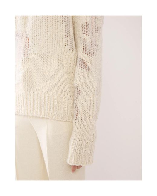 Chloé White Generous Chunky-Knit Distressed Jumper
