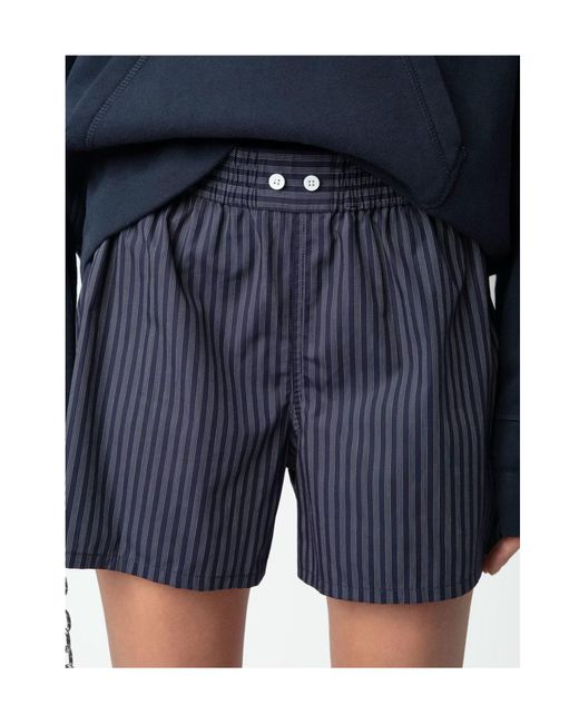 Zadig & Voltaire Blue Elastic Waist Shorts
