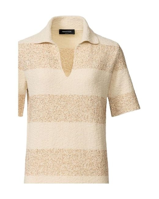 Fabiana Filippi Natural Striped Polo Midi Dress