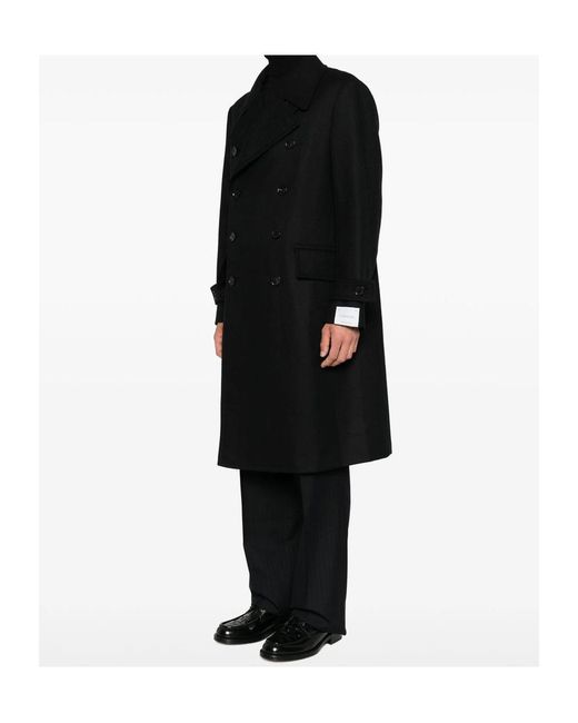 Caruso Black Corsaro Double-Breasted Coat for men