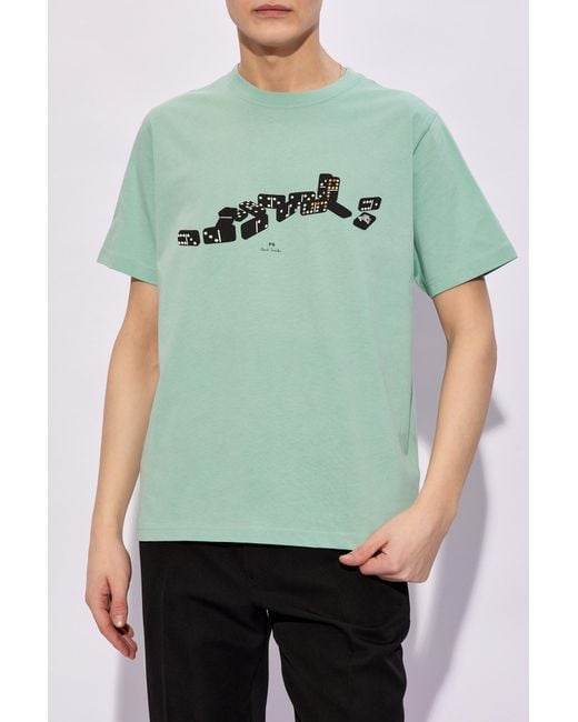 Paul Smith Green Dominoes Logo-Print T-Shirt for men