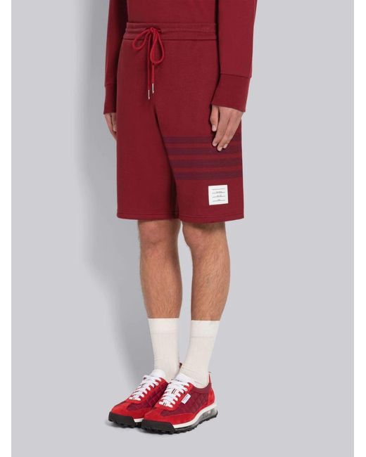 Thom Browne Red Stripe Detailed Drawstring Shorts for men