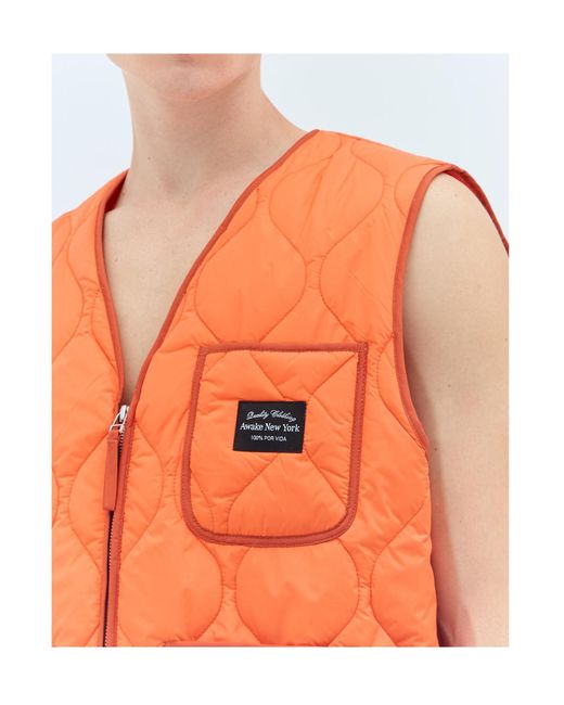 Awake Couture Orange Quilted Vest for men