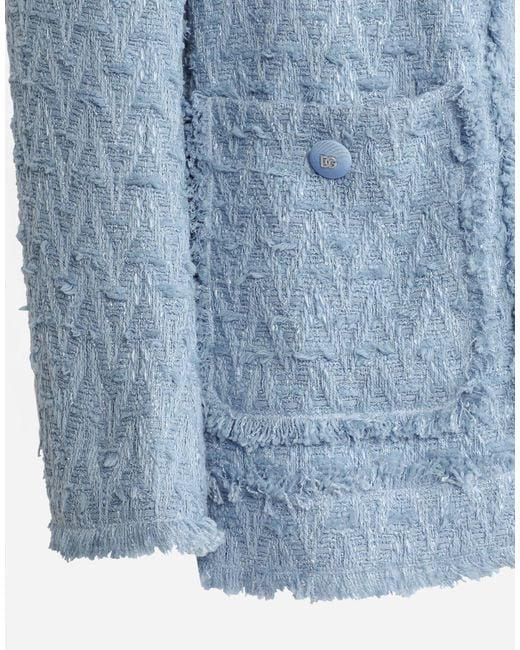 Dolce & Gabbana Blue 4 Pockets Tweed Jacket