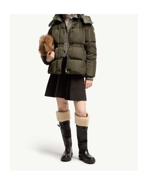 Moncler Green Agneux Hooded Short Down Jacket