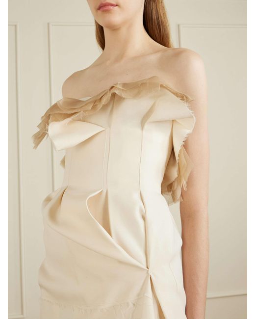 Khaite Natural Draped Strapless Dress