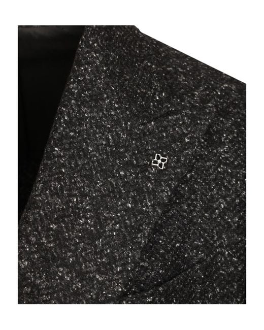 Tagliatore Black Double-Breasted Bouclé Jacket for men