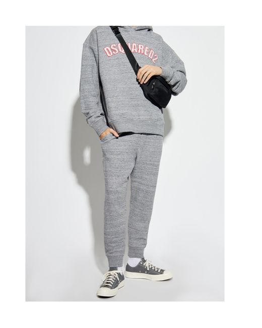 DSquared² Gray Logo Patch Hoodie for men