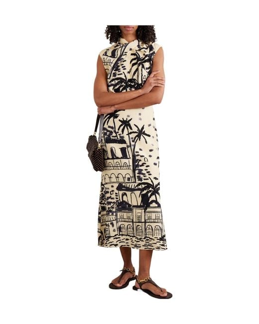 Johanna Ortiz Metallic Printed Silk Midi Dress
