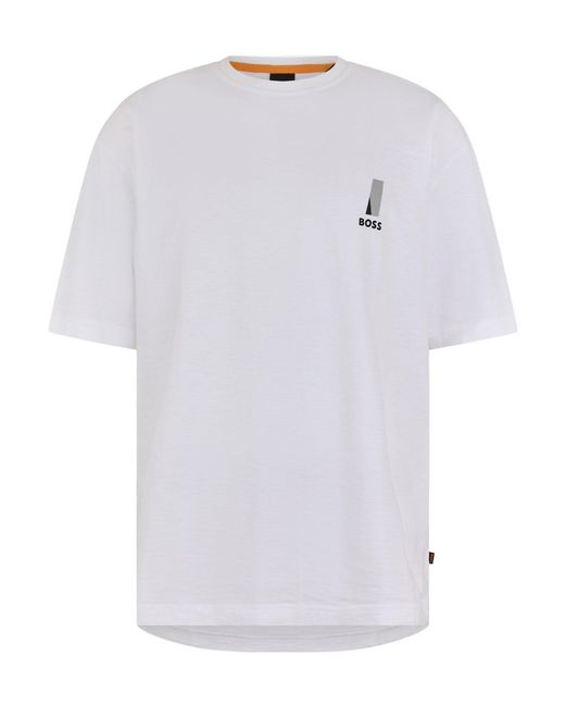 Boss White Logo Crew-Neck T-Shirt for men