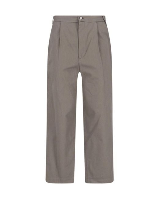 Low Classic Gray Pleated Straight-Leg Pants