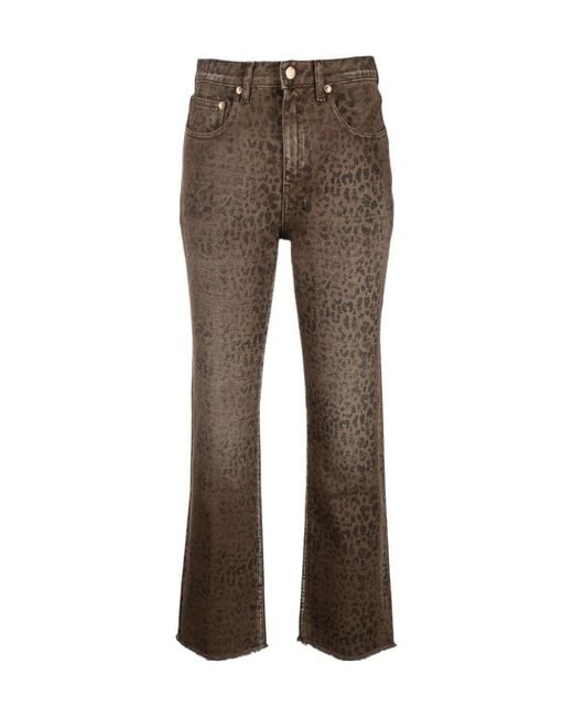 Golden Goose Deluxe Brand Gray Leopard Printed Flared Jeans