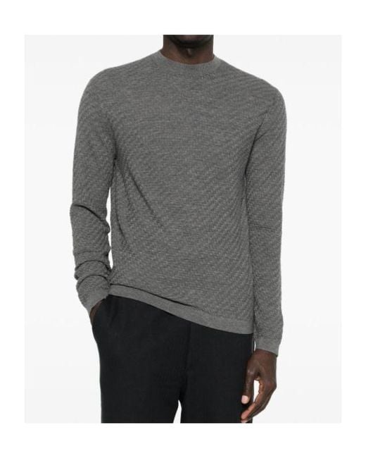Emporio Armani Gray Wool Crewneck Sweater for men