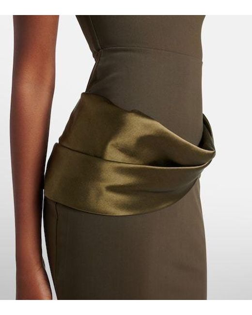 Alex Perry Natural Satin-Trimmed Gown